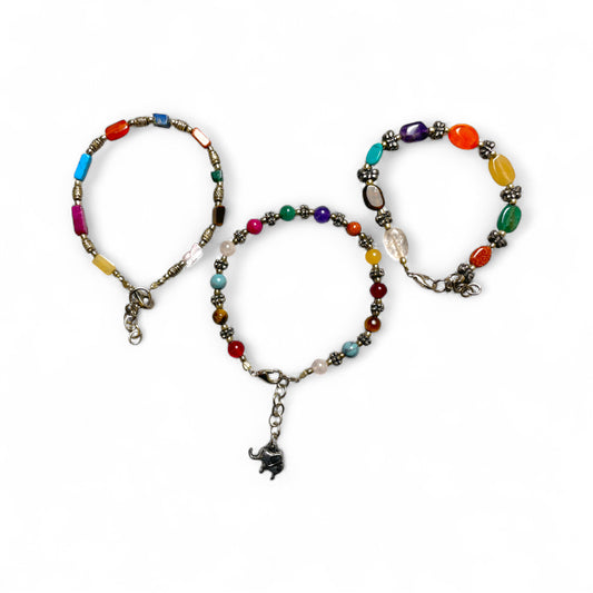 Edelstein-Armbänder – Messing Silber (3 Variationen)