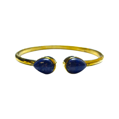 Armreif Stone Drops Messing Gold Lapislazuli: Tiefes Blau – Wahrheit & Weisheit