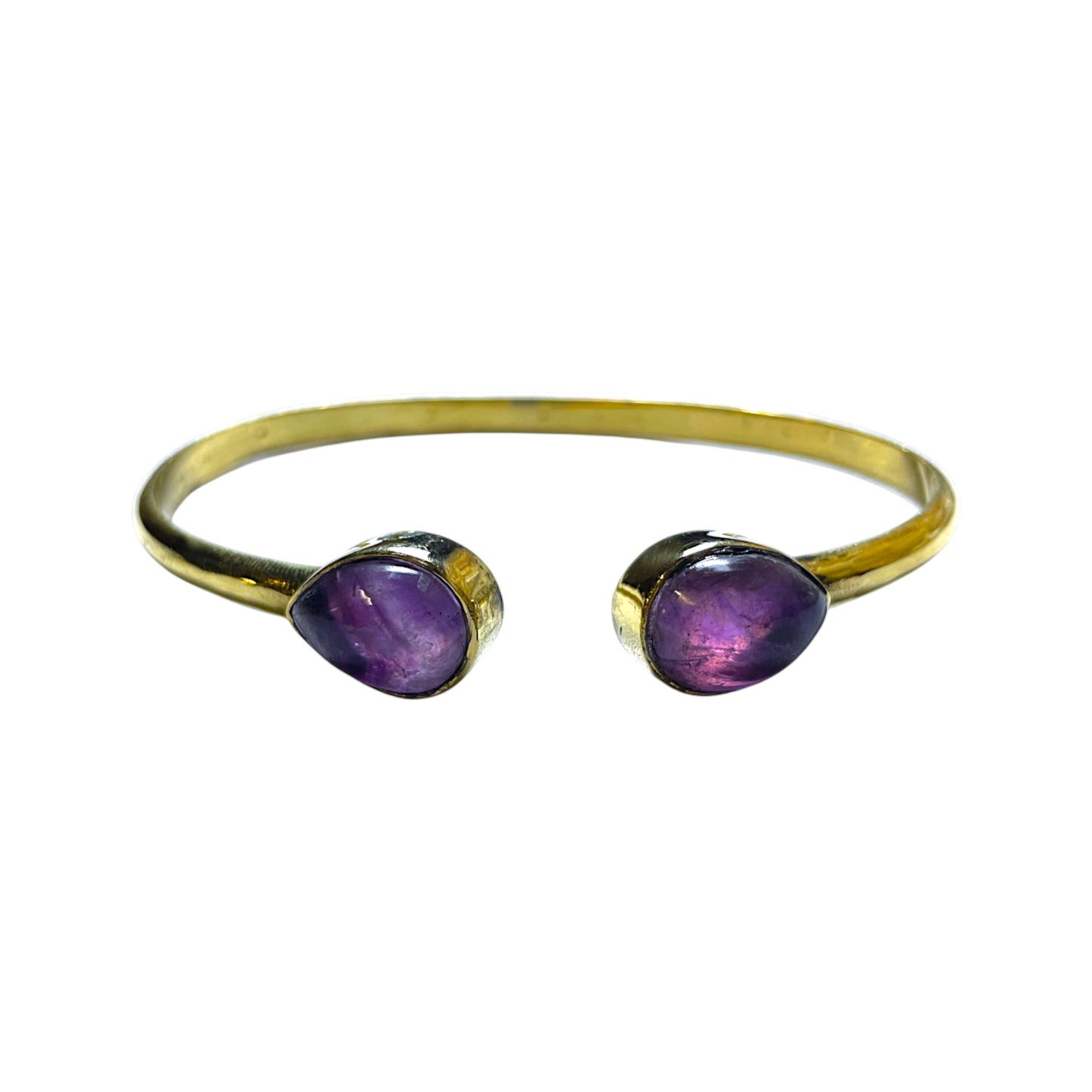 Armreif Stone Drops Messing Gold Amethyst: Tiefes Violett – Klarheit & innerer Frieden