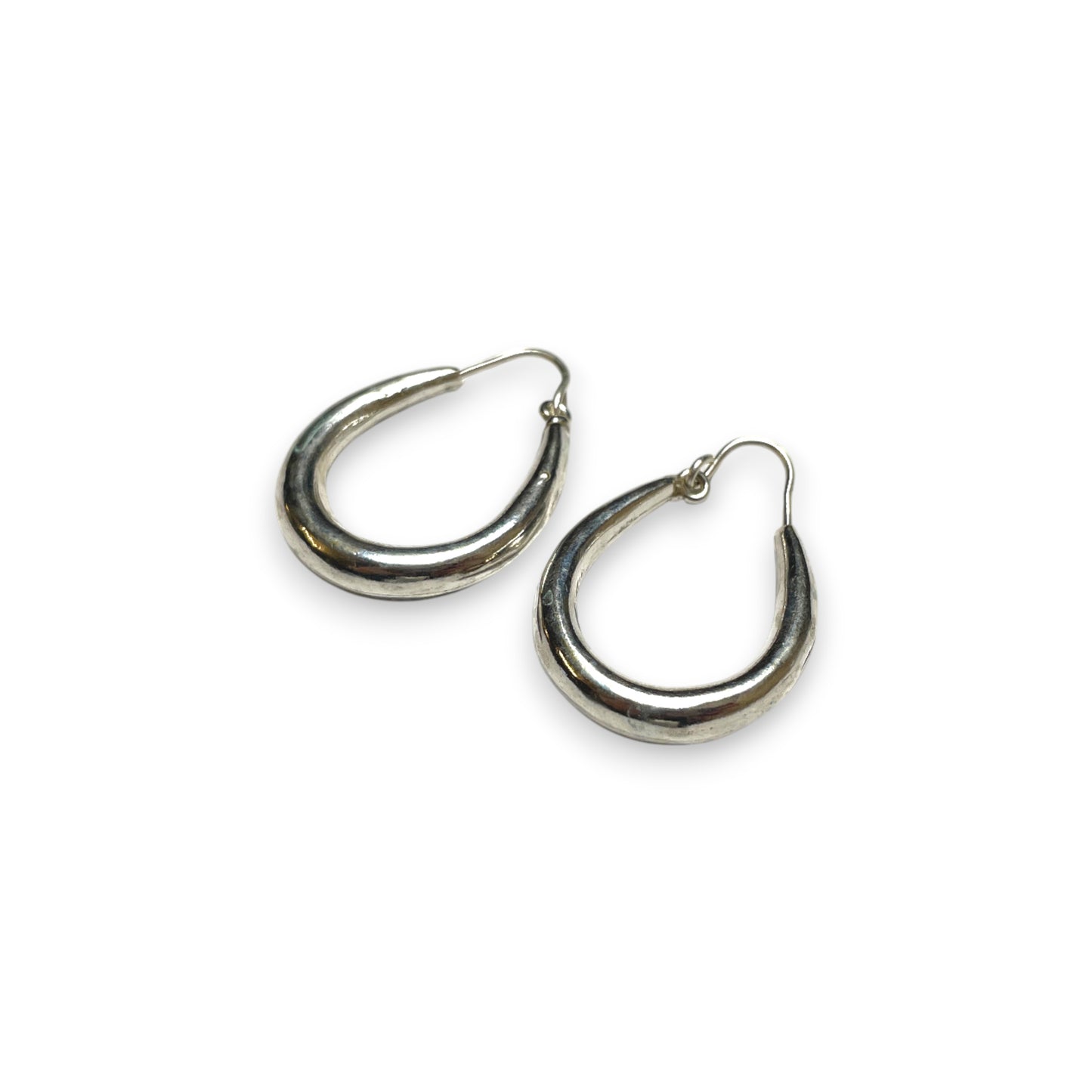 Silber Kreolen Glatte, Voluminöse Tropfenform in 35 mm