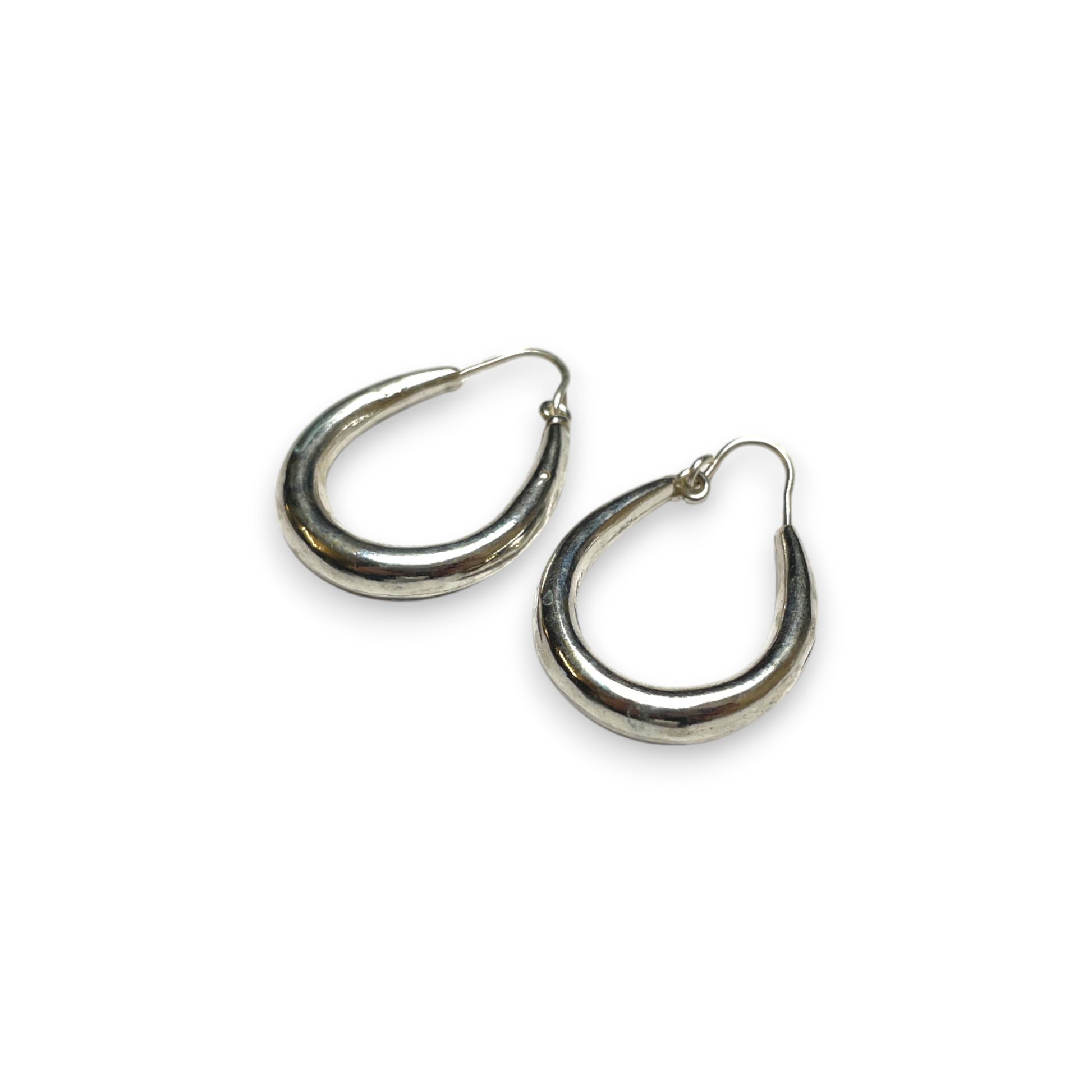 Silber Kreolen Glatte, Voluminöse Tropfenform in 35 mm