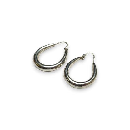 Silber Kreolen Glatte, Voluminöse Tropfenform in 35 mm