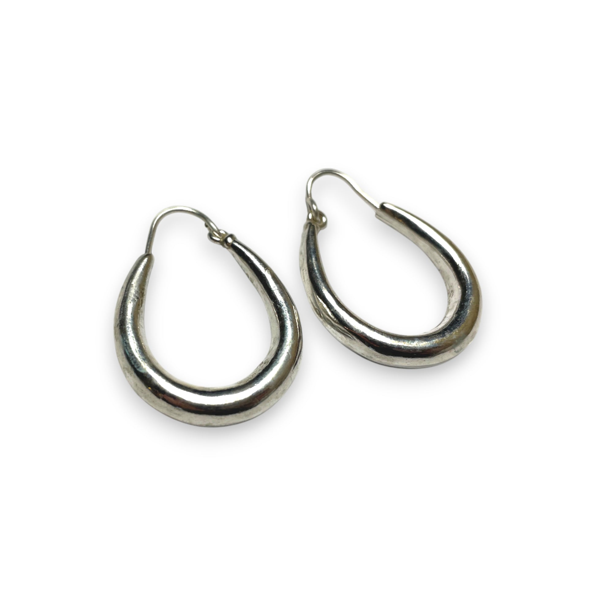 Silber Kreolen Glatte, Voluminöse Tropfenform in 35 mm