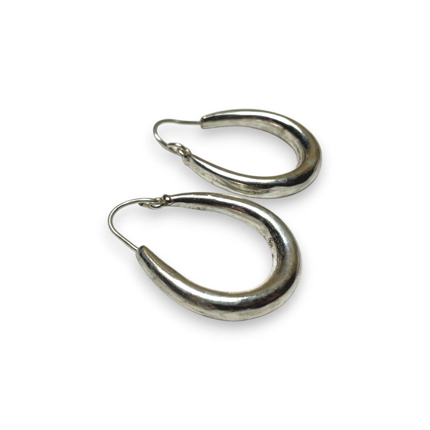 Silber Kreolen Glatte, Voluminöse Tropfenform in 35 mm