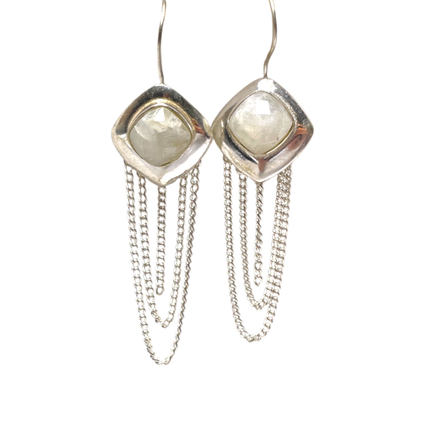 Ethno Ohrringe mit Edelstein Tassel 65 mm, Silberfarben