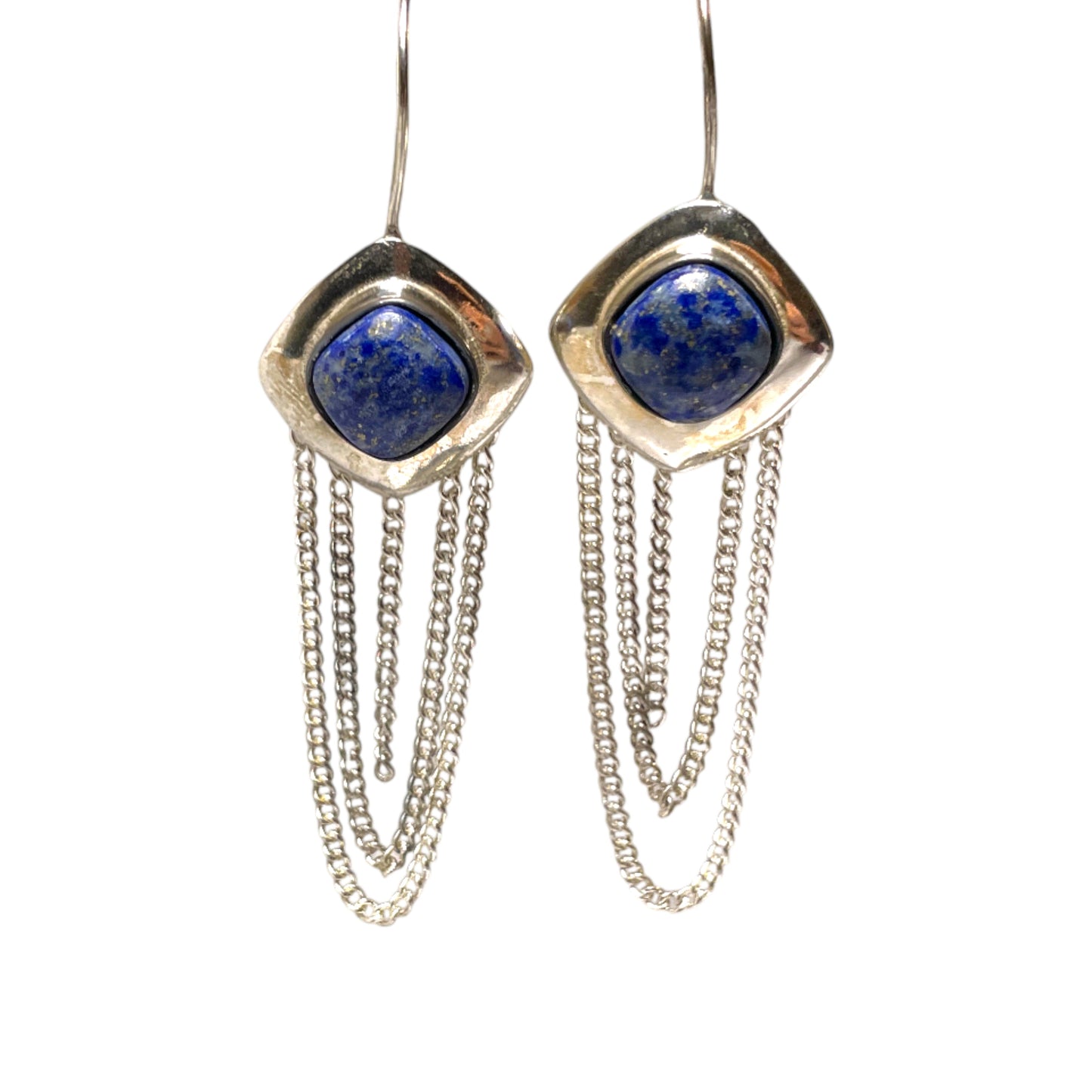 Ethno Ohrringe mit Edelstein Tassel 65 mm, Silberfarben