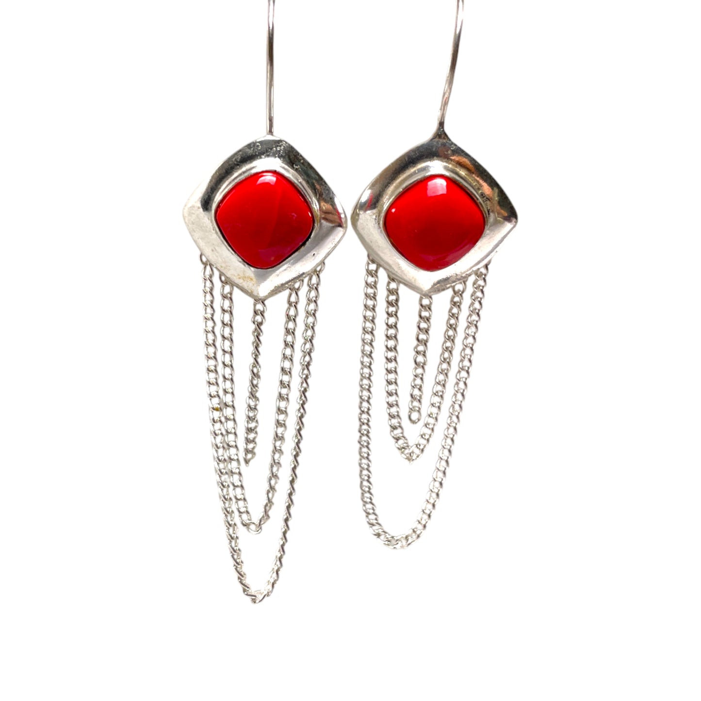 Boucles d'oreilles ethniques avec pompon en pierre précieuse, 65 mm, couleur argent