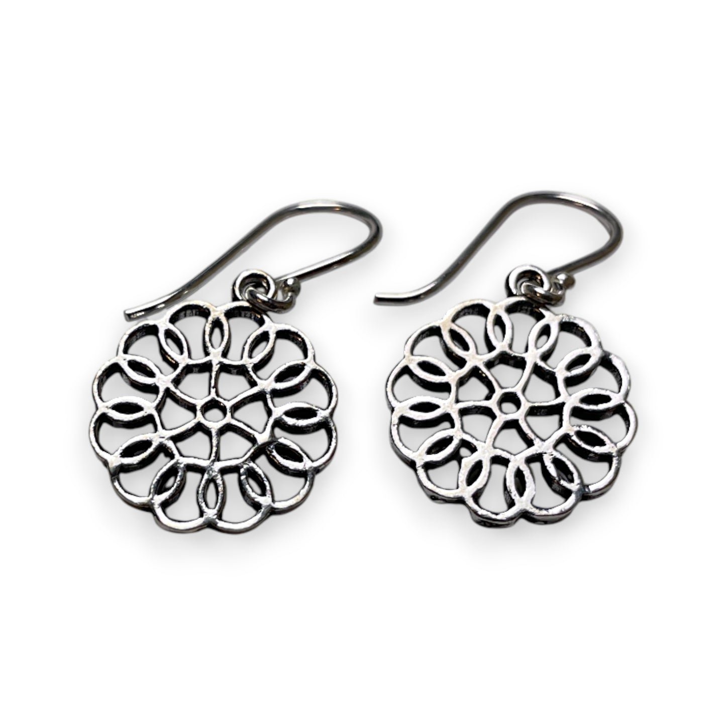 Silber Ohrhänger Mandala Filigranes Design, 30 mm