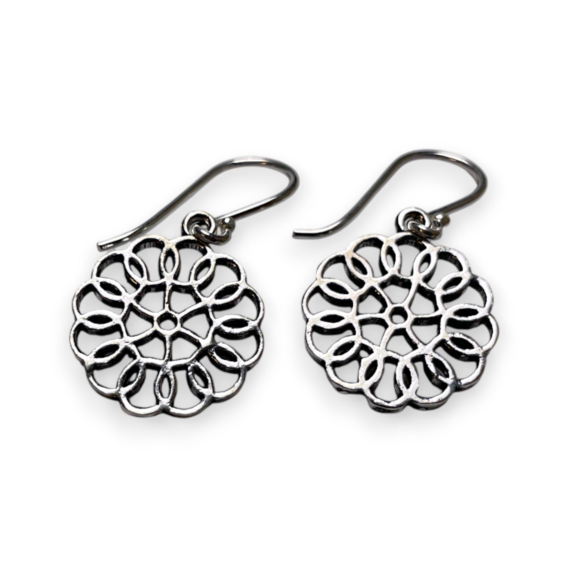 Silber Ohrhänger Mandala Filigranes Design, 30 mm