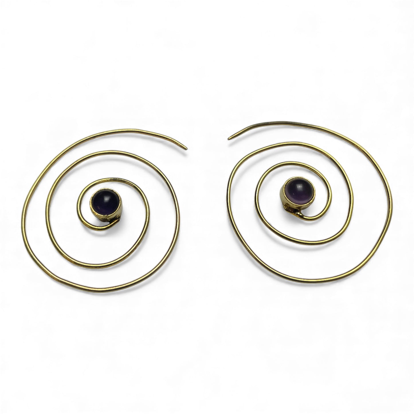 Spiral Ohrringe mit Naturstein, 40 mm