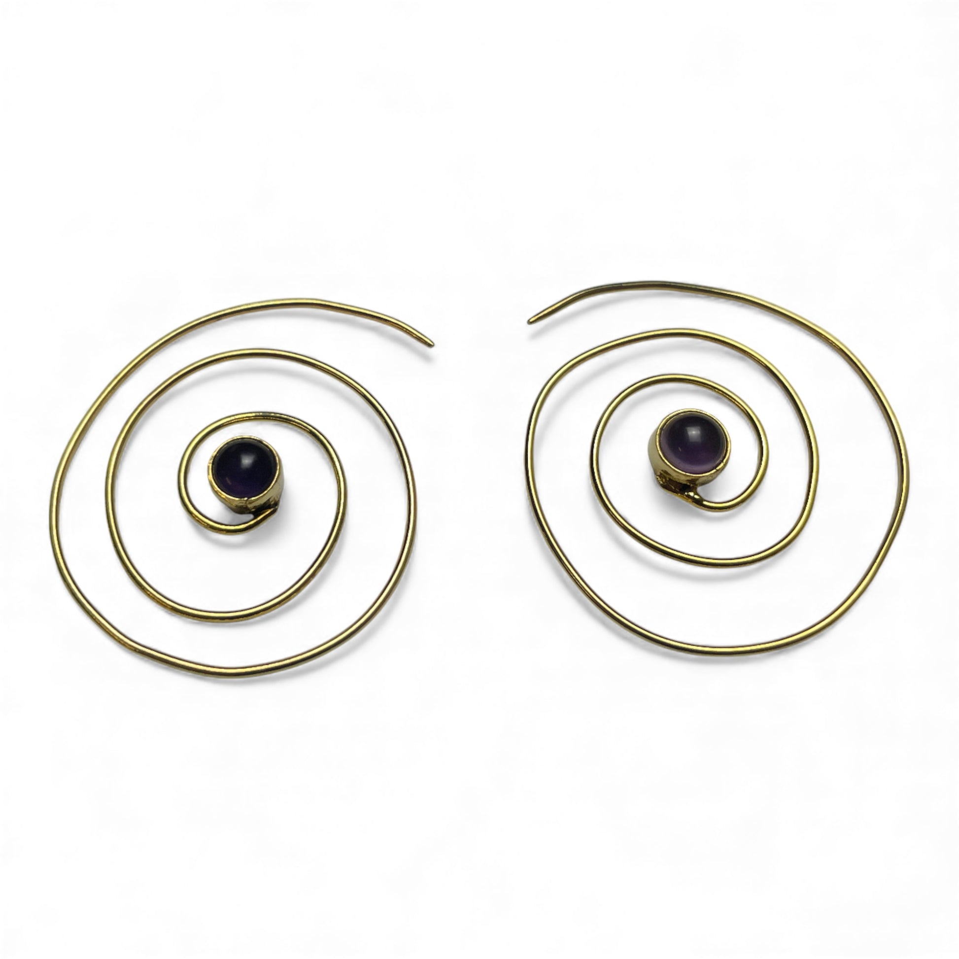 Spiral Ohrringe mit Naturstein, 40 mm