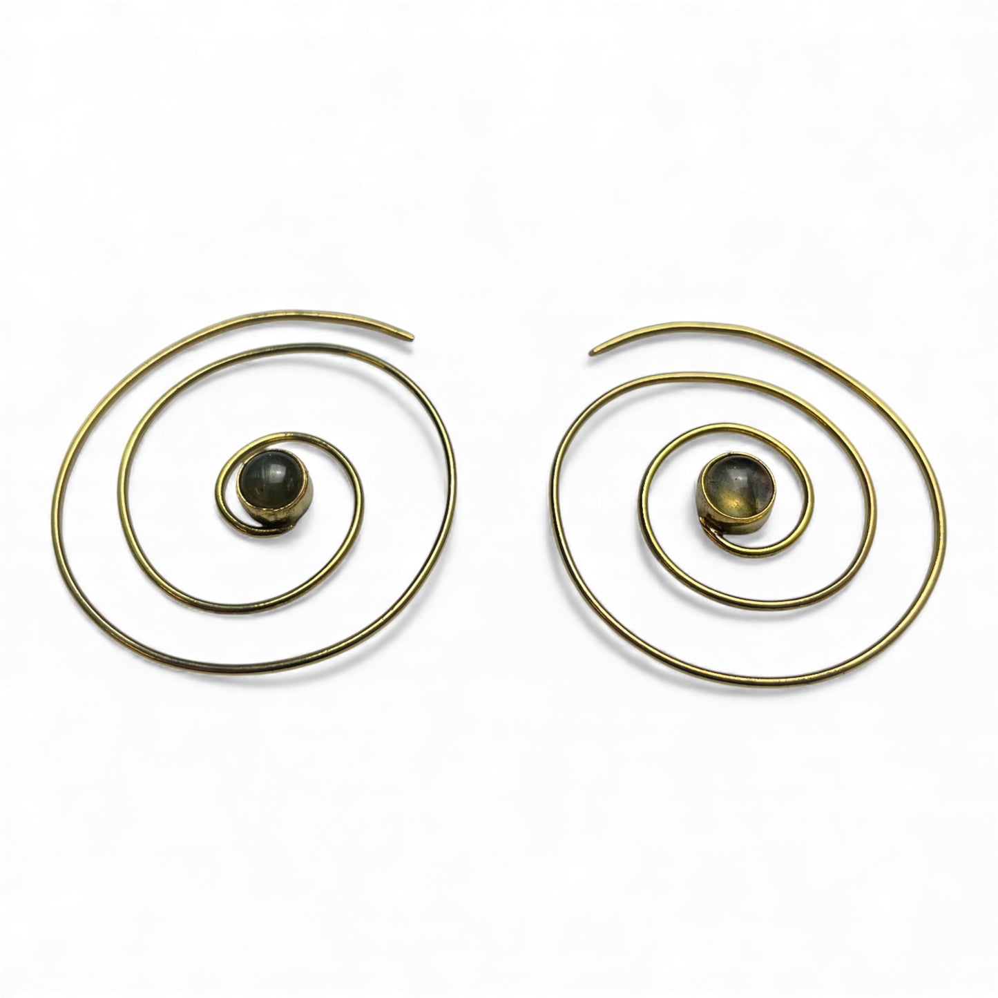 Spiral Ohrringe mit Naturstein, 40 mm