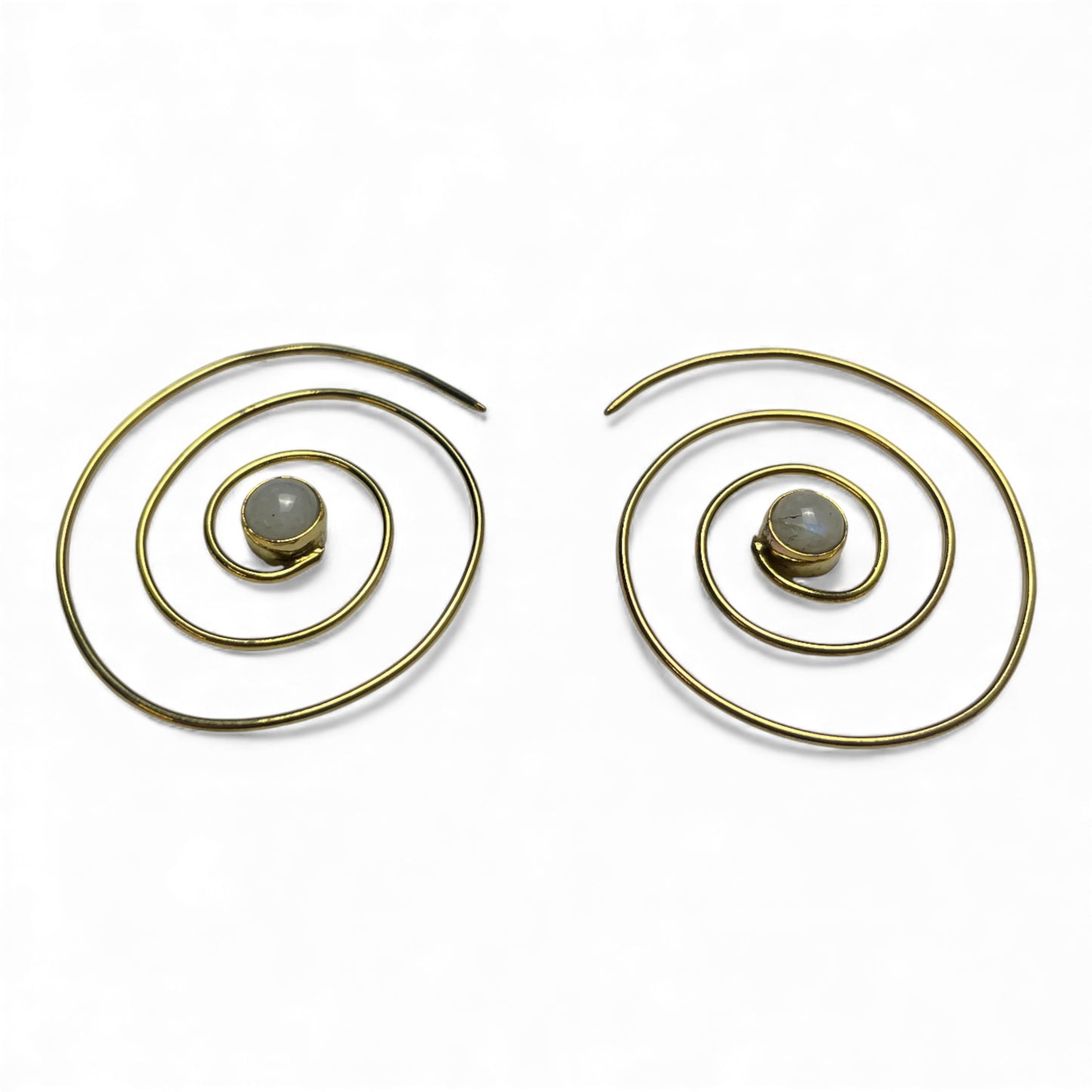 Spiral Ohrringe mit Naturstein, 40 mm