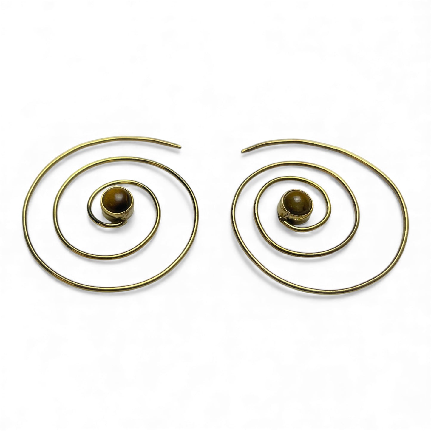 Spiral Ohrringe mit Naturstein, 40 mm