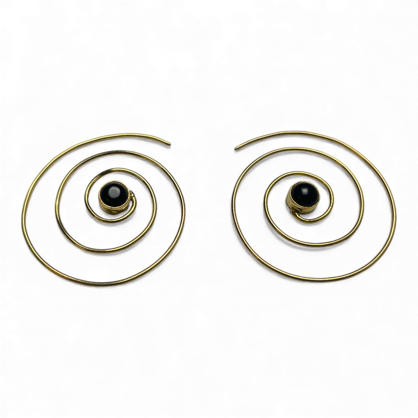Spiral Ohrringe mit Naturstein, 40 mm