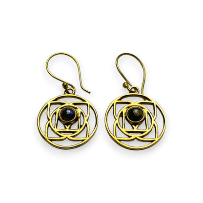 Wurzel Chakra Ohrringe  Silber & Goldfarben mit Natursteinen