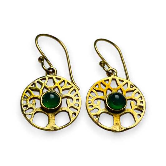 Baum des Lebens Ohrringe mit Edelsteinen, 30 mm