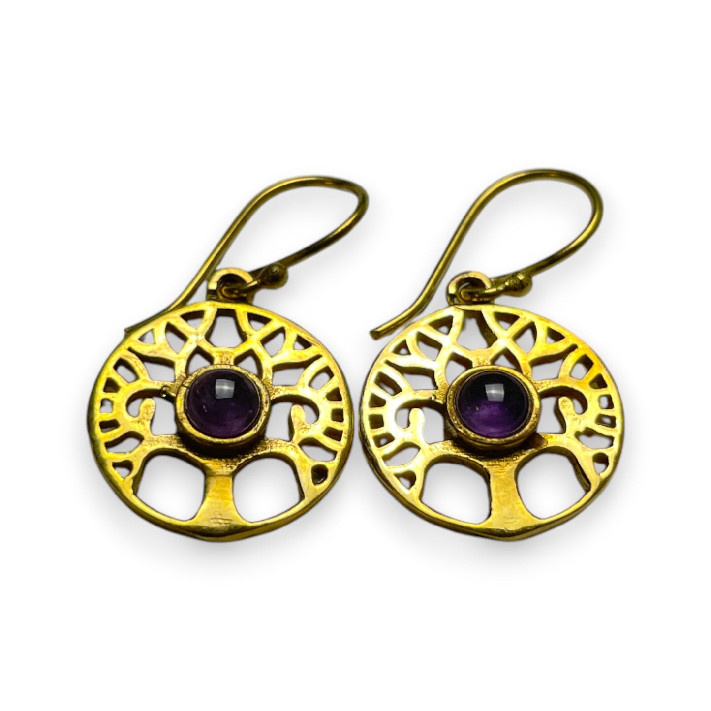 Baum des Lebens Ohrringe mit Edelsteinen, 30 mm