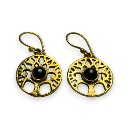 Baum des Lebens Ohrringe mit Edelsteinen, 30 mm