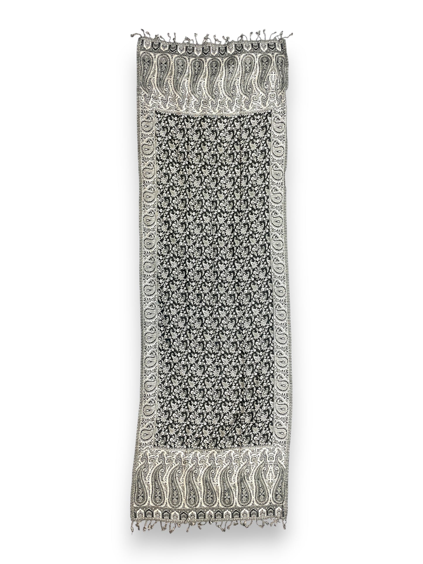 Indischer Paisley Muster Schal Schwarz Weiss