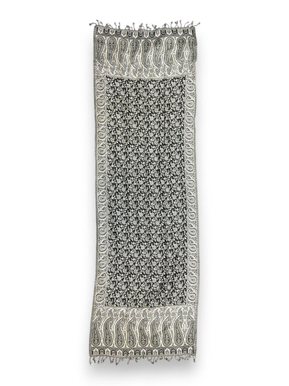 Indischer Paisley Muster Schal Schwarz Weiss