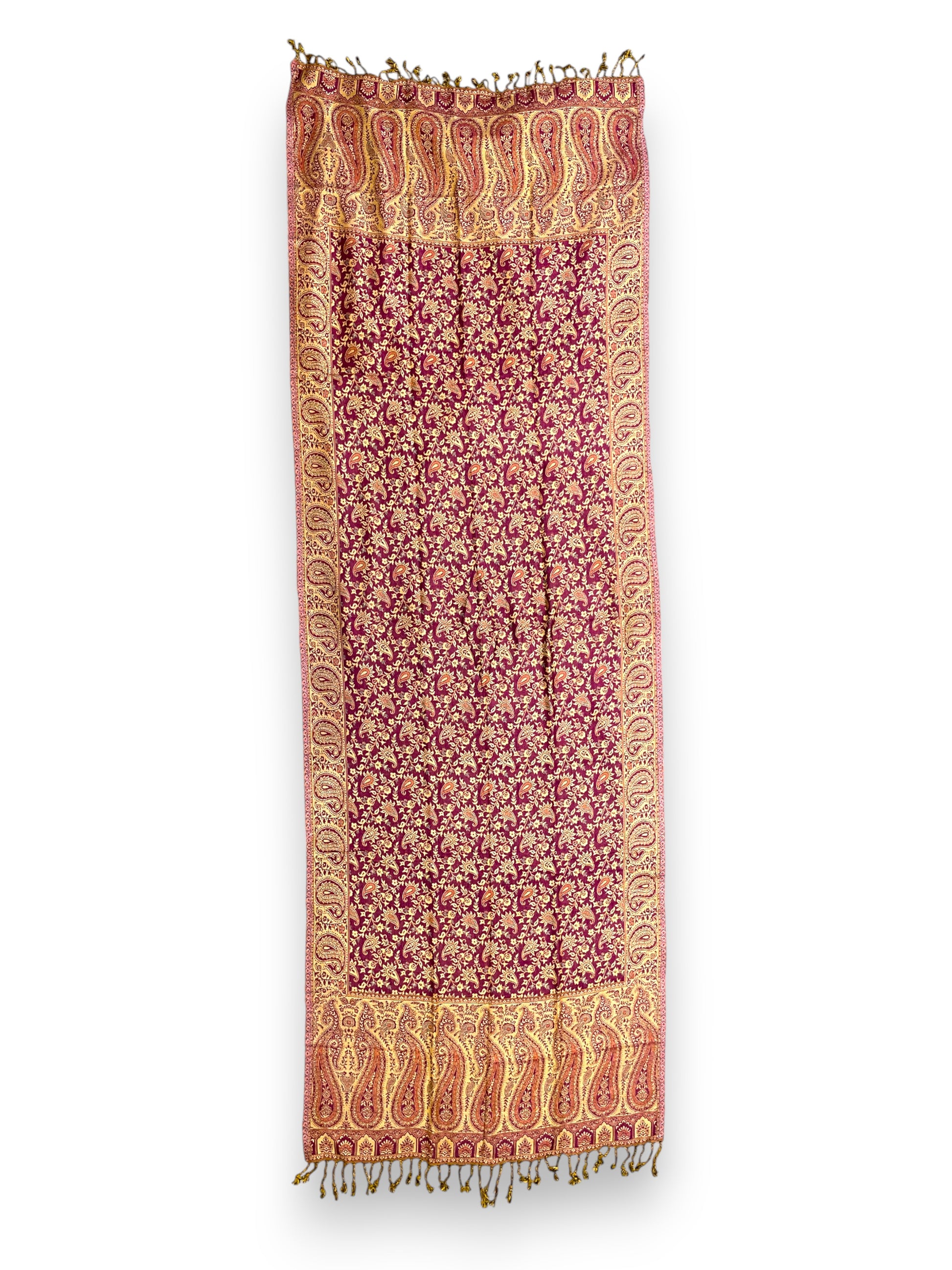 Indischer Paisley Muster Schal Pflaume & Gold