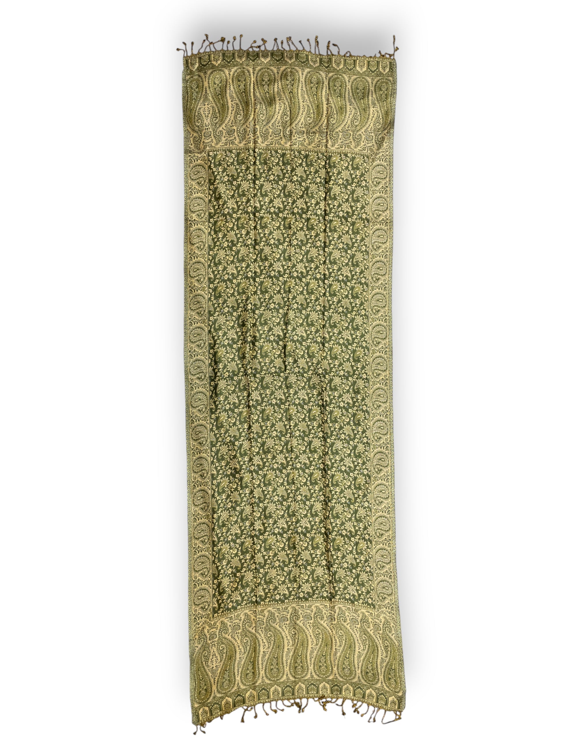 Indischer Paisley Muster Schal Moosgrün & Beige