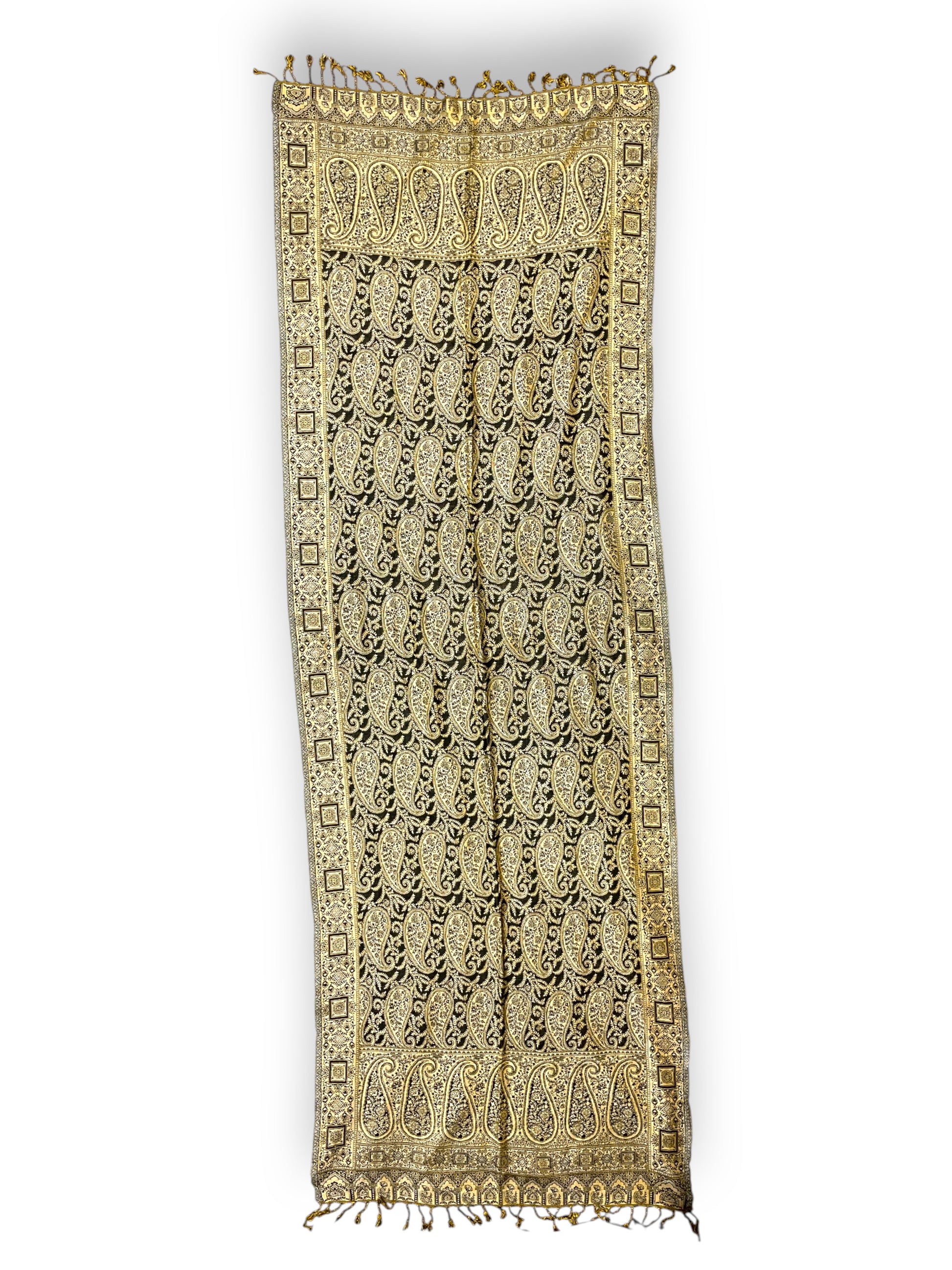 Indischer Paisley Muster Schal Schwarz & Gold