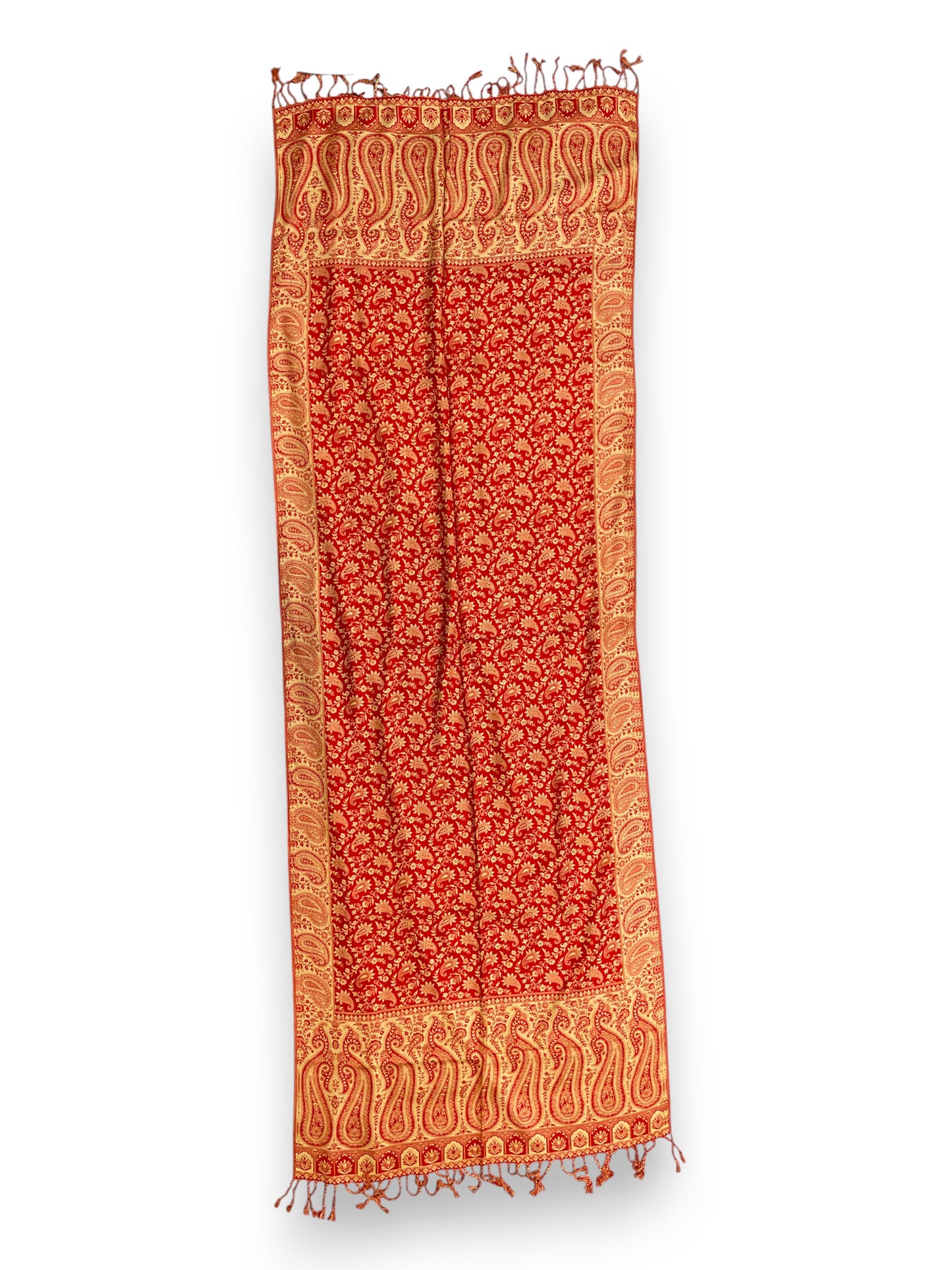 Indischer Paisley Muster Schal Rot & Gold