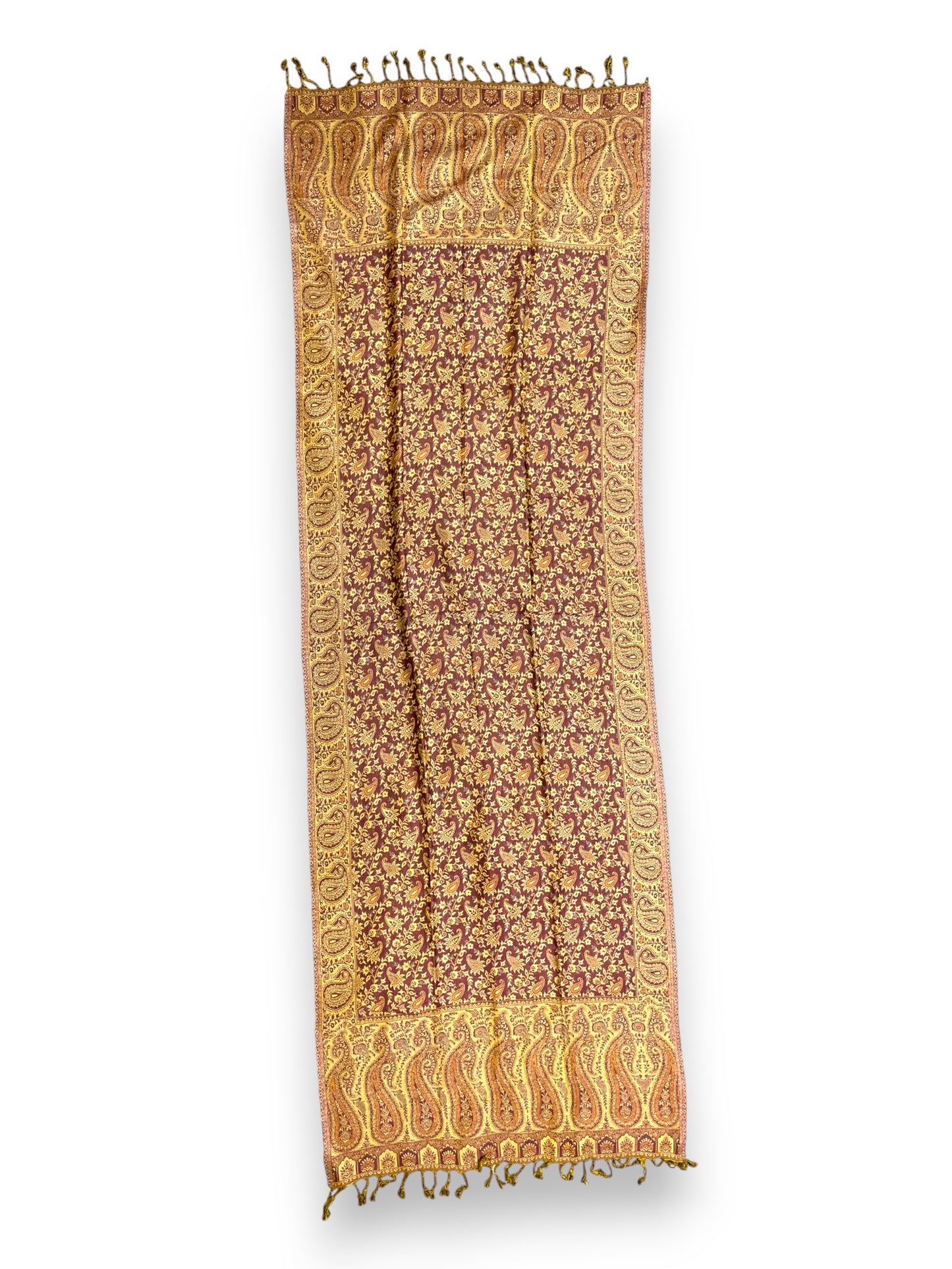 Indischer Paisley Muster Schal Dunkelrot & Goldgelb