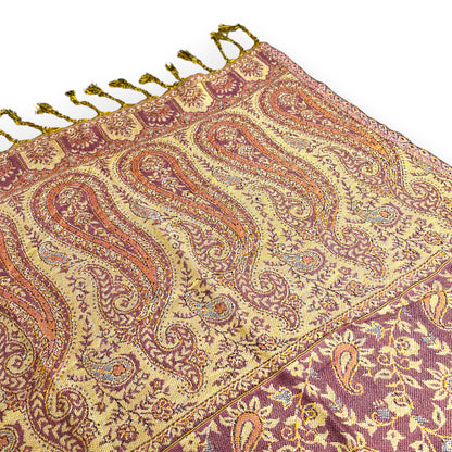 Indischer Paisley Muster Schal Dunkelrot & Goldgelb