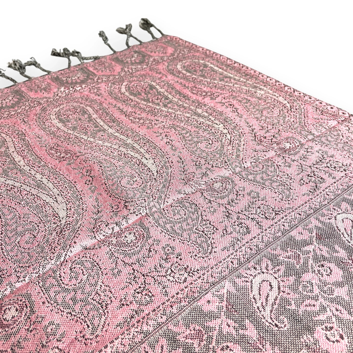 Indischer Paisley Muster Schal Rosa & Grau