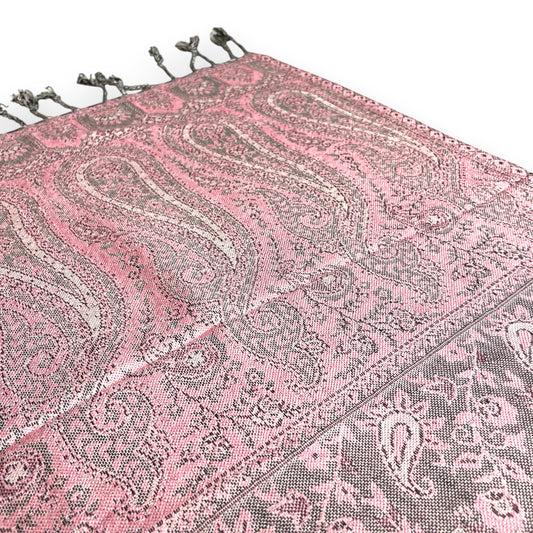 Indischer Paisley Muster Schal Rosa & Grau