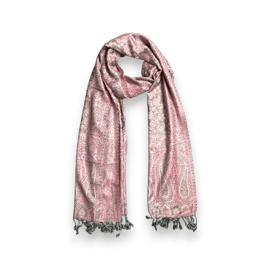 Indischer Paisley Muster Schal Rosa & Grau