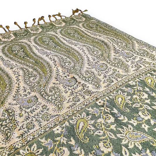 Indischer Paisley Muster Schal Moosgrün & Beige