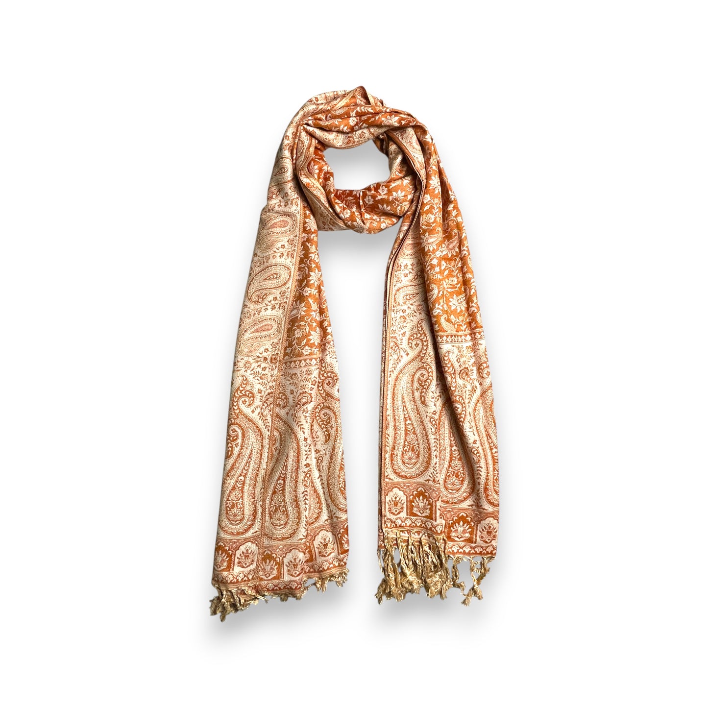 Indischer Paisley Muster Schal Terrakotta & Gold