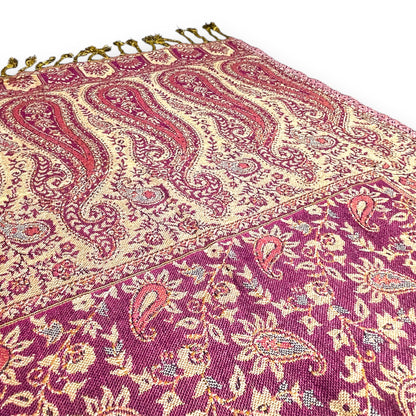 Indischer Paisley Muster Schal Pflaume & Gold