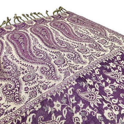 Indischer Paisley Muster Schal Violett & Beige
