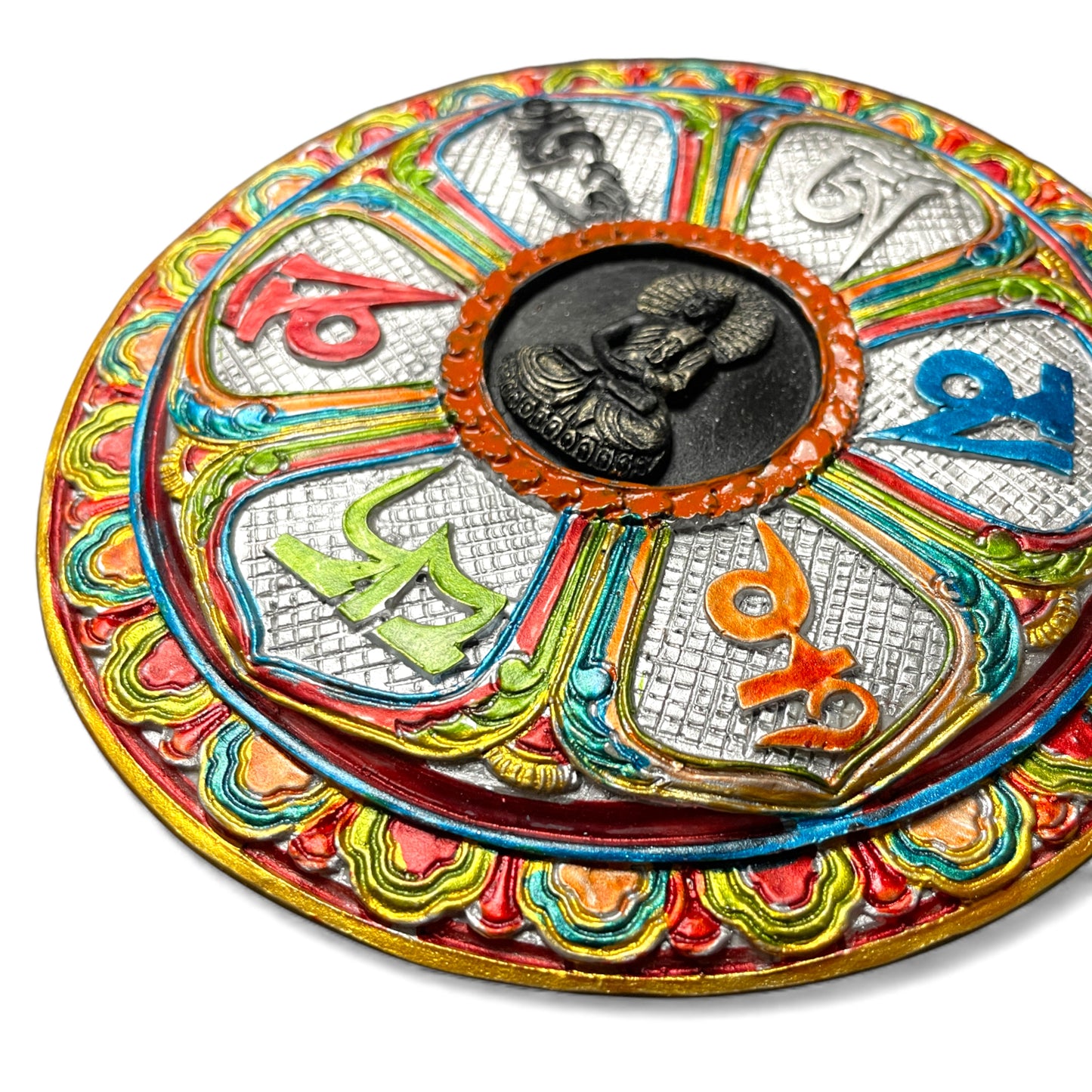 Relief de mandala bouddhiste – Objet décoratif spirituel peint à la main