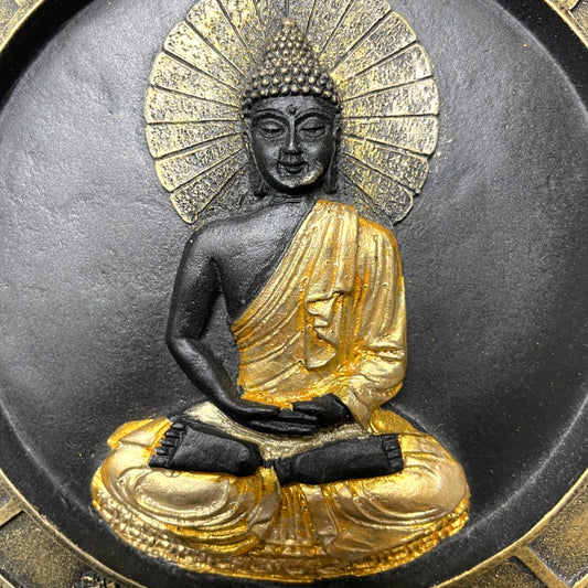 Schwarz-Goldenes Buddha-Mandala – Deko mit den 8 Glückssymbolen Zoom