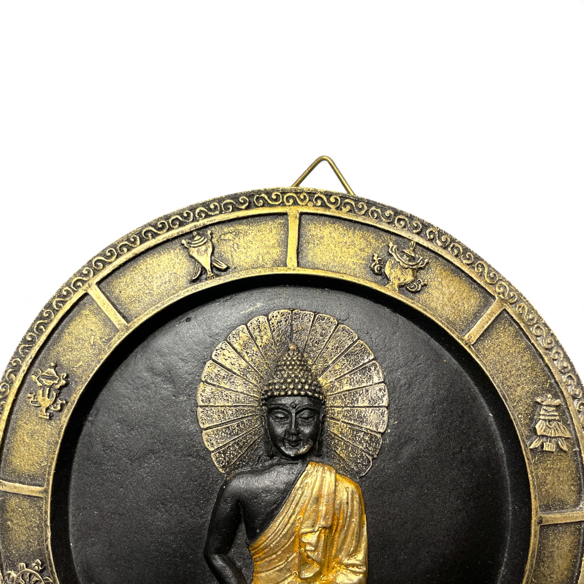 Schwarz-Goldenes Buddha-Mandala – Deko mit den 8 Glückssymbolen Aufhänger