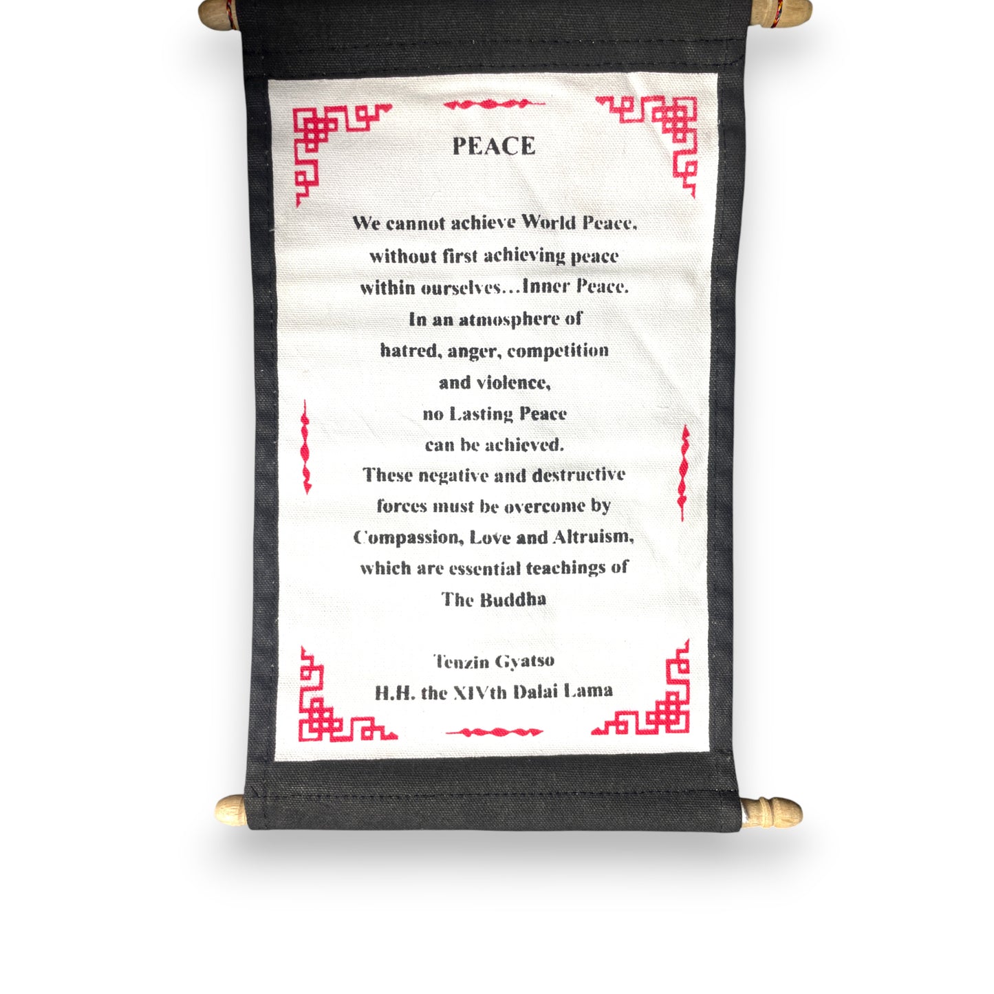 Wandbehang Frieden Tibetische Thangka-Schriftrolle Dalai Lama Zitat front
