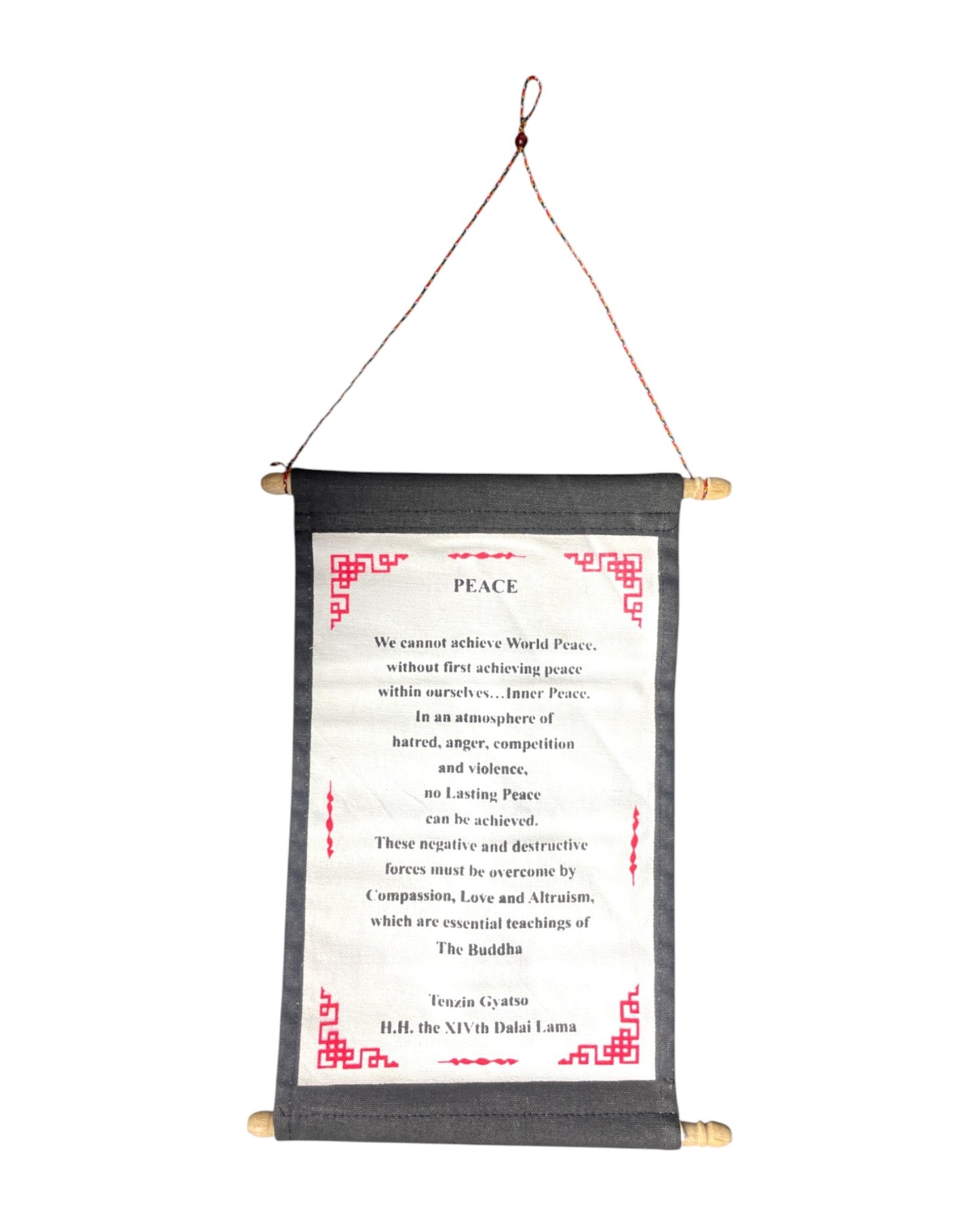 Wall hanging Peace Tibetan Thangka scroll Dalai Lama quote