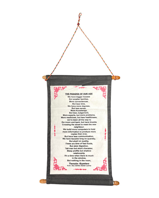 Wandbehang Das Paradox unserer Zeit Thangka mit Dalai Lama Zitat weit