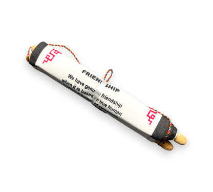 Wandbehang Freundschaft  Tibetische Thangka-Schriftrolle mit Dalai Lama Zitat Gerollt