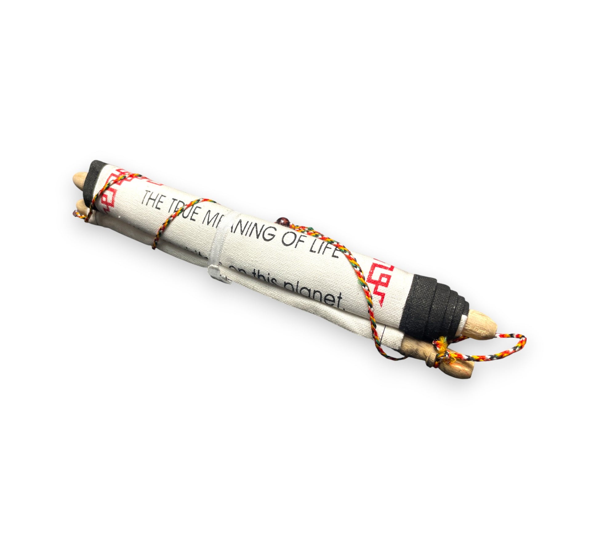 Wandbehang Der wahre Sinn des Lebens Tibetische Thangka-Schriftrolle mit Dalai Lama Zitat Rolle