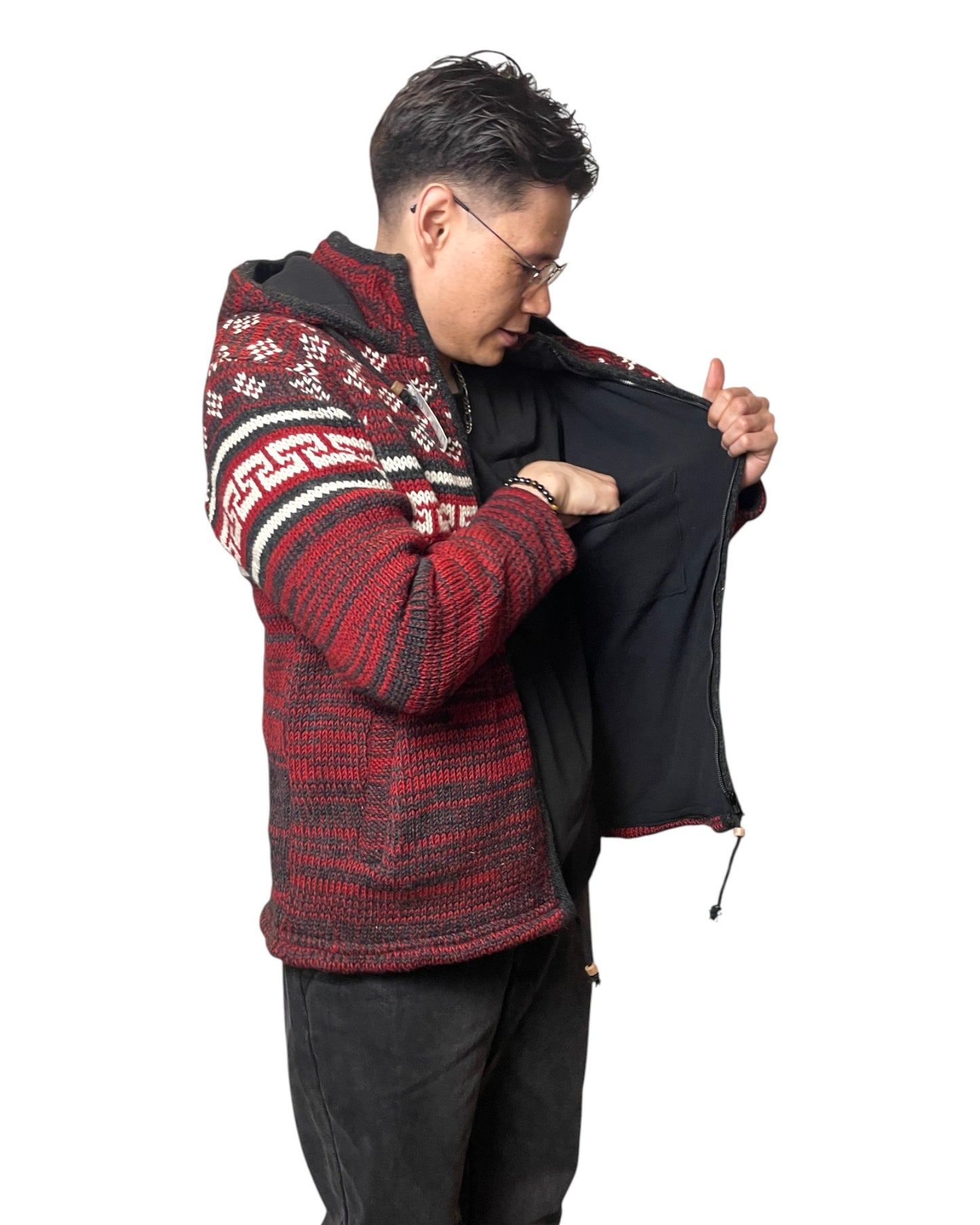 „Sangachok“ Handgestrickte Wolljacke aus Nepal - Warm, Charakterstark & Fair hergestellt