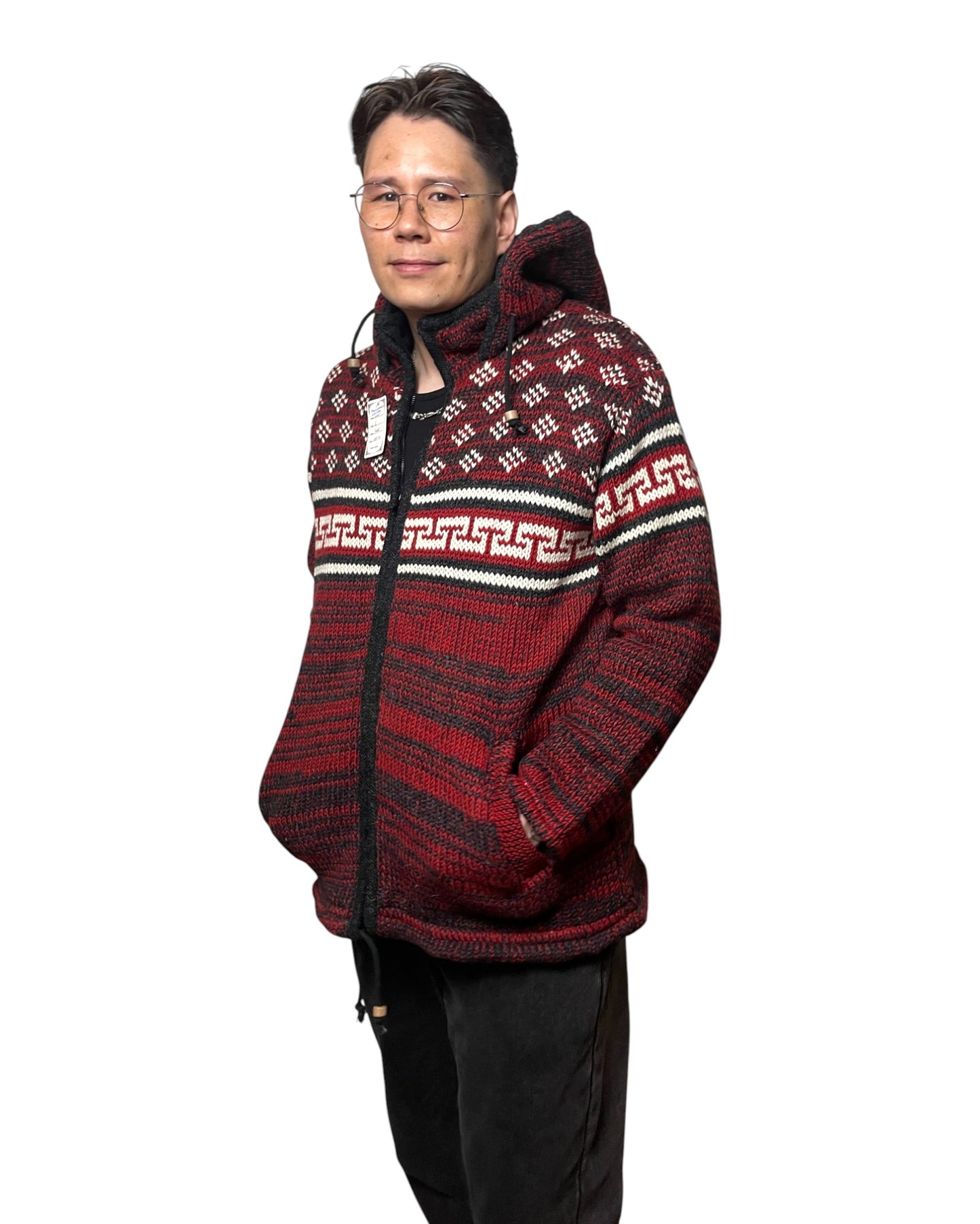 „Sangachok“ Handgestrickte Wolljacke aus Nepal - Warm, Charakterstark & Fair hergestellt
