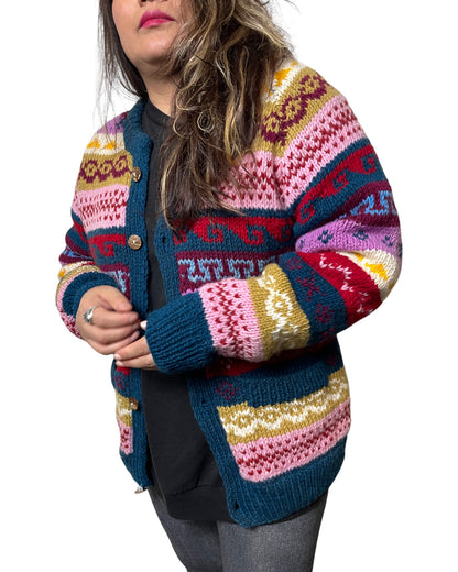 "Syangja" – Hand-knitted Nepalese cardigan. Colorful, warm &amp; made with love.
