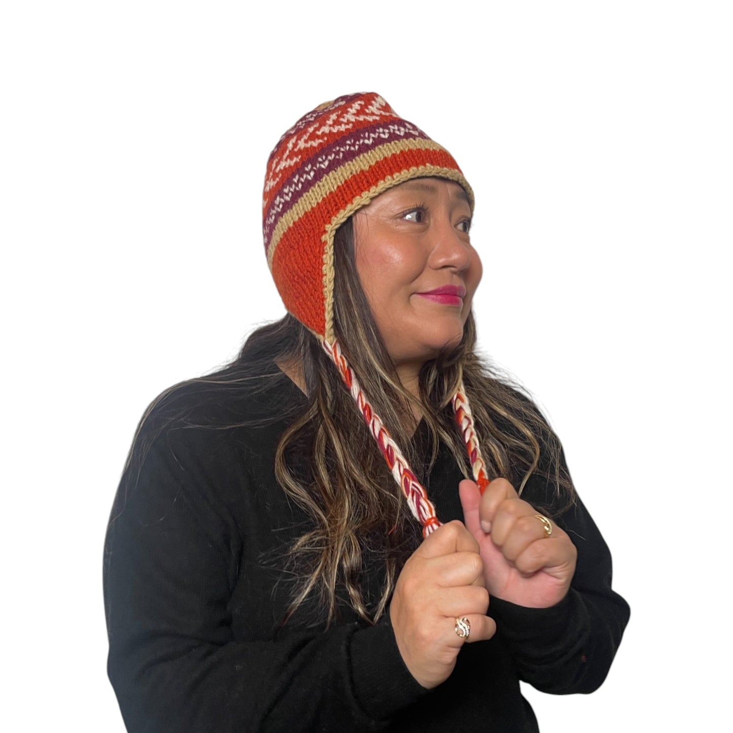 „Timbu“ – Handgestrickte Nepal-Mütze mit Ohrenklappen